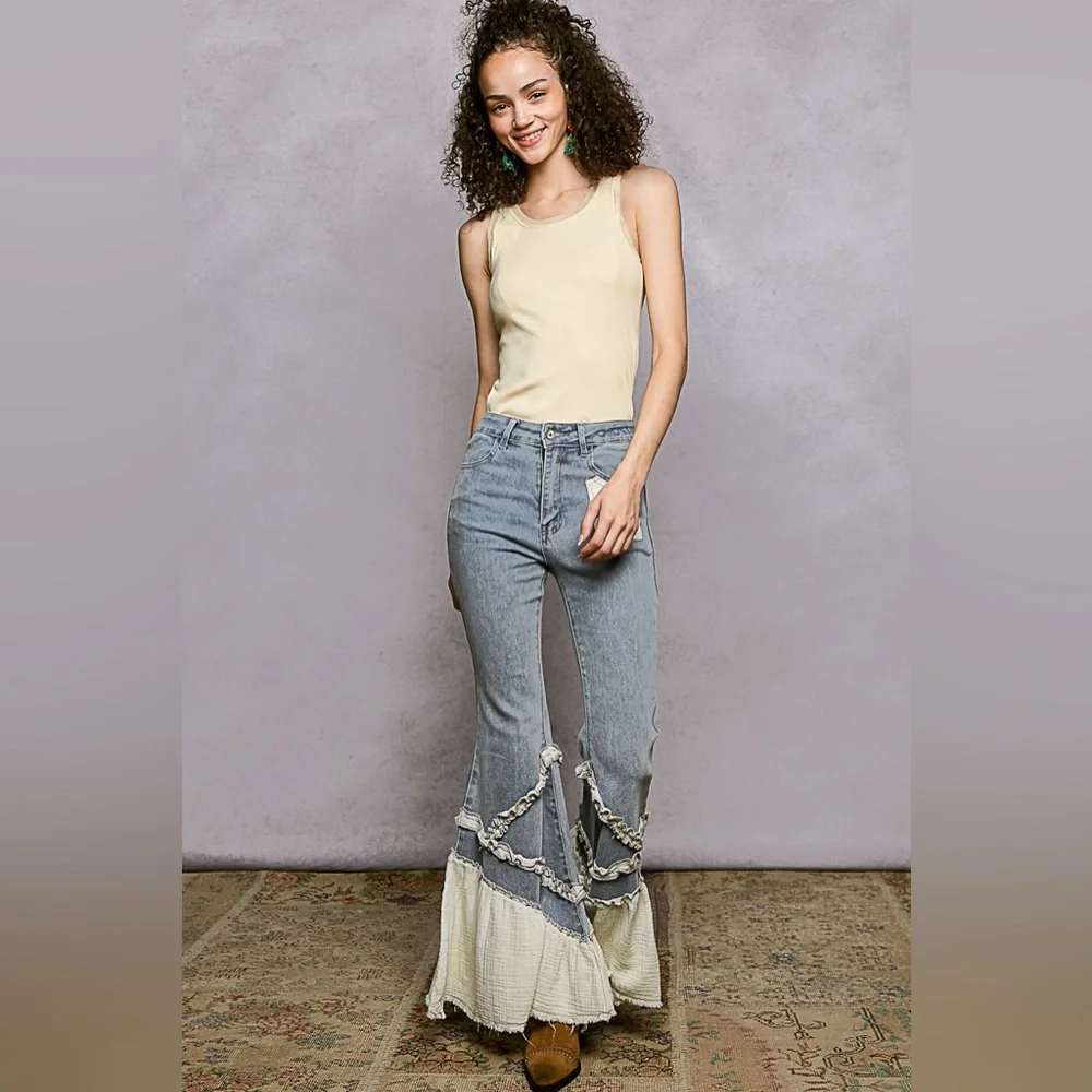 PB15 POL Blue Flared Jeans - Picture 3 of 5